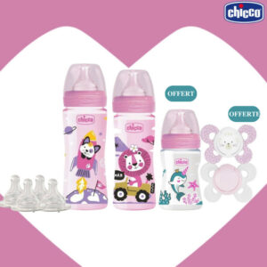 CHICCO COFFRET BIBERON WELL BEING ROSE/BLUE